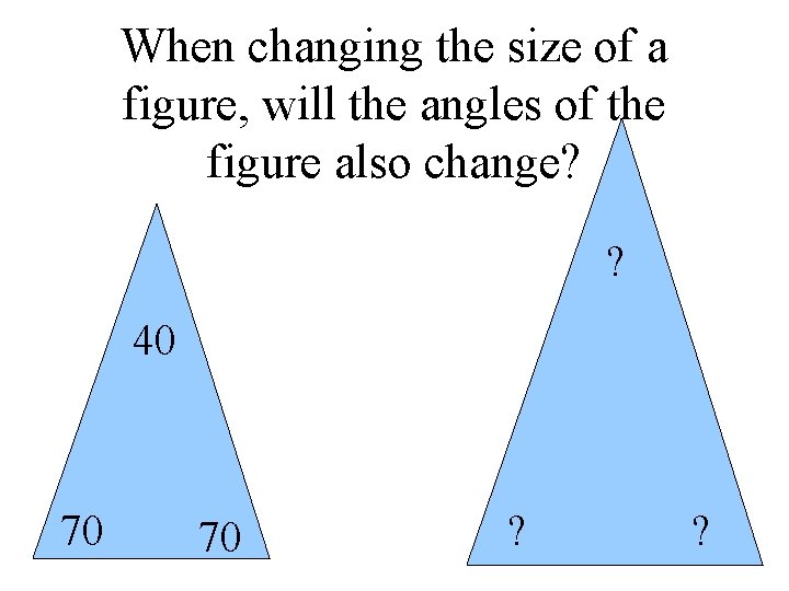 When changing the size of a figure, will the angles of the figure also