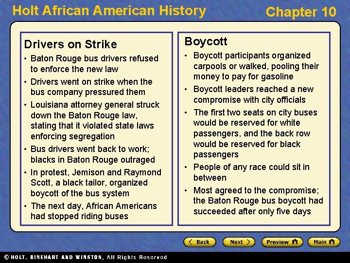 Holt African American History Drivers on Strike • Baton Rouge bus drivers refused to