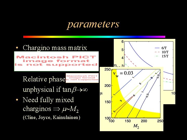 parameters • Chargino mass matrix Relative phase unphysical if tanb • Need fully mixed