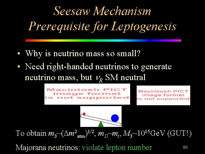 Seesaw Mechanism Prerequisite for Leptogenesis • Why is neutrino mass so small? • Need