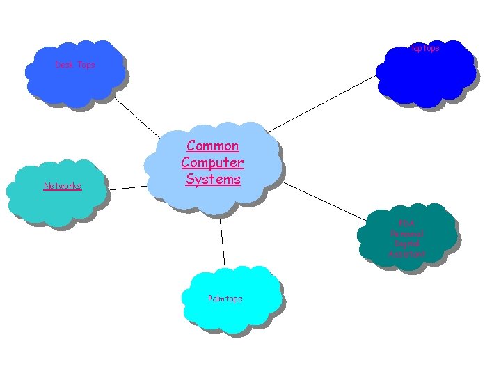 laptops Desk Tops Networks Common Computer Systems PDA Personal Digital Assistant Palmtops 