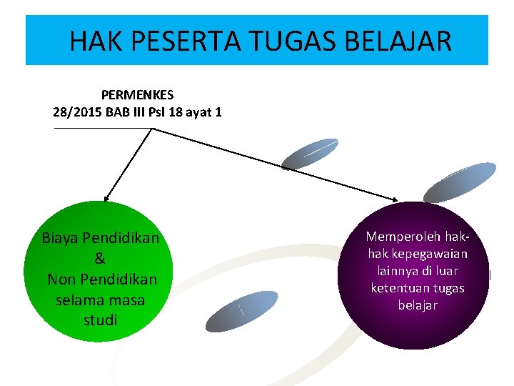 HAK PESERTA TUGAS BELAJAR PERMENKES 28/2015 BAB III Psl 18 ayat 1 Biaya Pendidikan