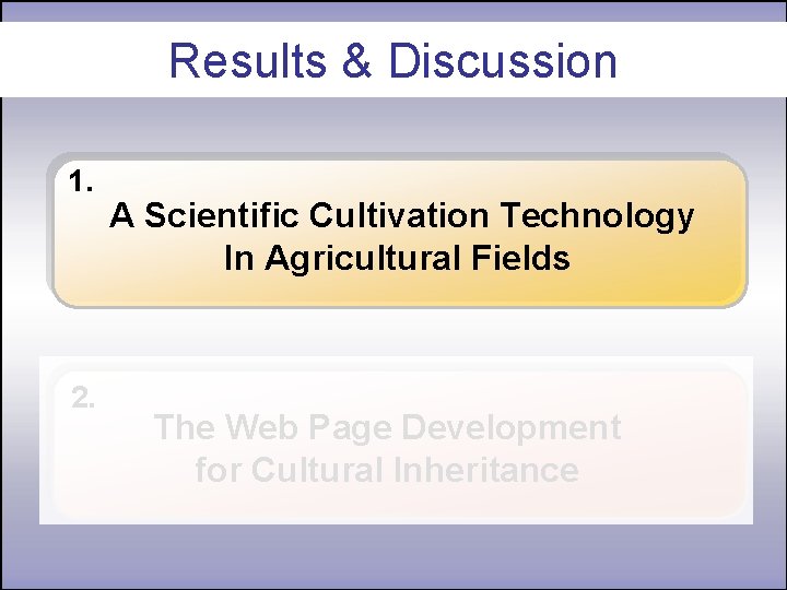 Results & Discussion 1. 2. A Scientific Cultivation Technology In Agricultural Fields The Web