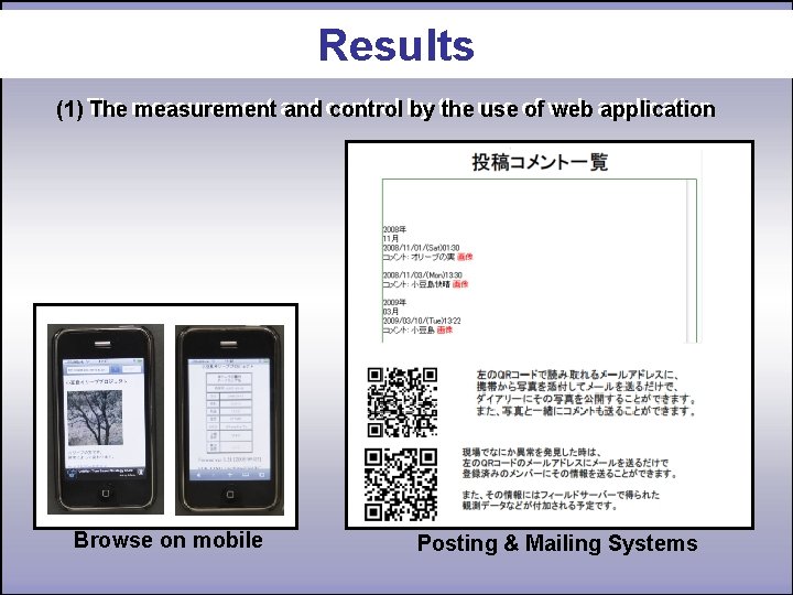 Results The measurement and control by the use of web application (1) The measurement