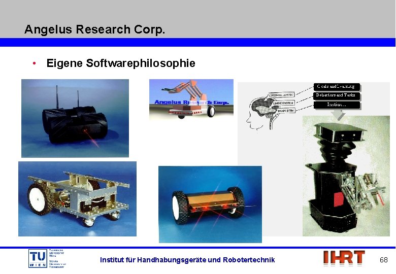 Angelus Research Corp. • Eigene Softwarephilosophie Institut für Handhabungsgeräte und Robotertechnik 68 