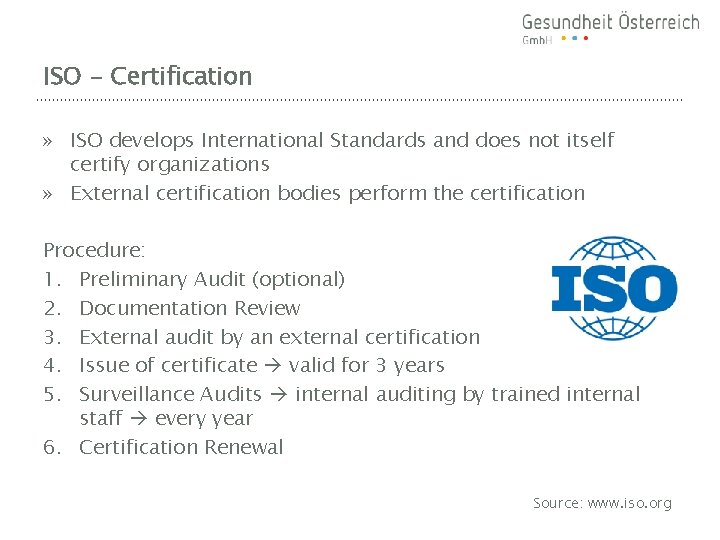 ISO - Certification » ISO develops International Standards and does not itself certify organizations