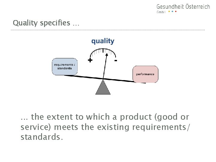 Quality specifies … . . . the extent to which a product (good or