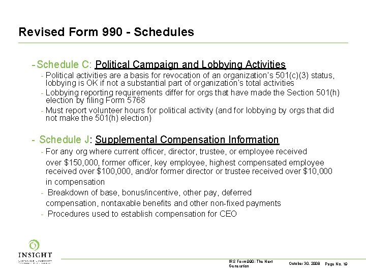 Revised Form 990 - Schedules - Schedule C: Political Campaign and Lobbying Activities -