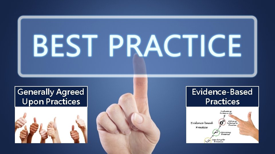 Generally Agreed Upon Practices Evidence-Based Practices 