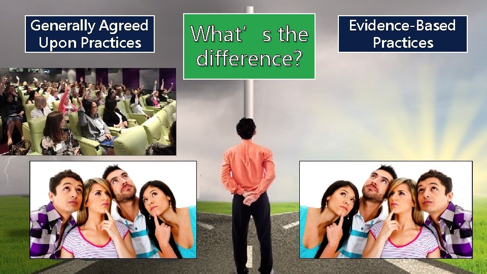 Generally Agreed Upon Practices STAGNATION What’s the difference? Lower Odds Higher Odds Evidence-Based Practices