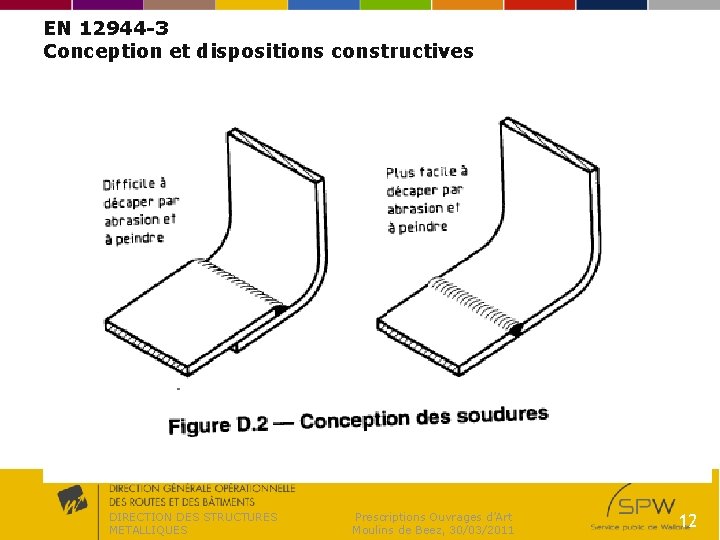 EN 12944 -3 Conception et dispositions constructives DIRECTION DES STRUCTURES METALLIQUES Prescriptions Ouvrages d’Art