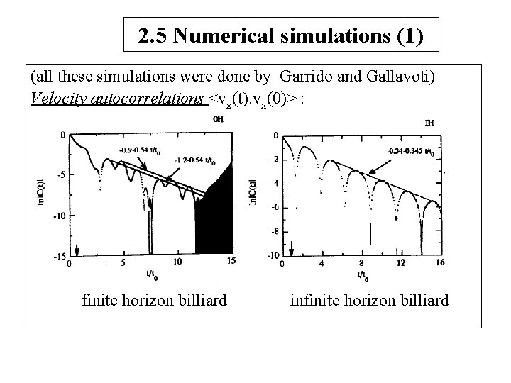 2. 5 Numerical simulations (1) (all these simulations were done by Garrido and Gallavoti)