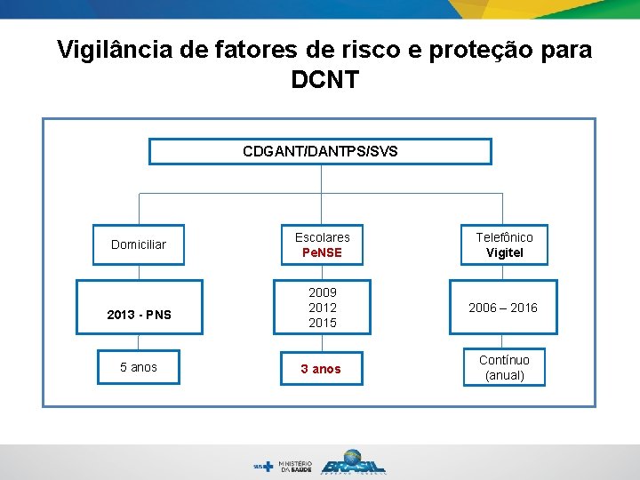 Vigilância de fatores de risco e proteção para DCNT CDGANT/DANTPS/SVS Domiciliar 2013 - PNS