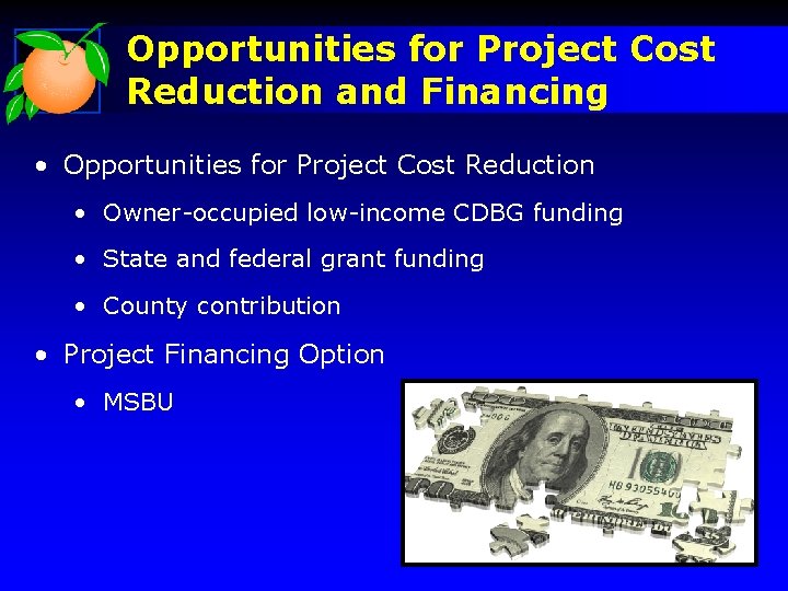 Opportunities for Project Cost Reduction and Financing • Opportunities for Project Cost Reduction •