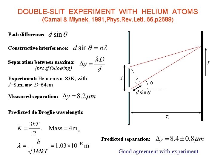 DOUBLE-SLIT EXPERIMENT WITH HELIUM ATOMS (Carnal & Mlynek, 1991, Phys. Rev. Lett. , 66,