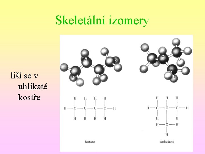 Skeletální izomery liší se v uhlíkaté kostře 
