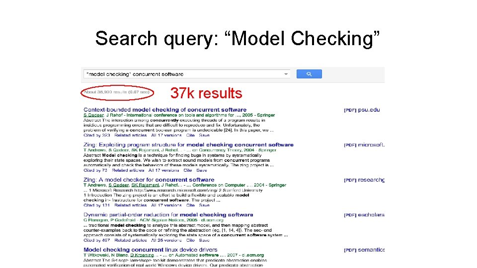 Search query: “Model Checking” 37 k results 