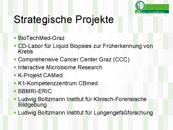 Strategische Projekte § Bio. Tech. Med-Graz § CD-Labor für Liquid Biopsies zur Früherkennung von