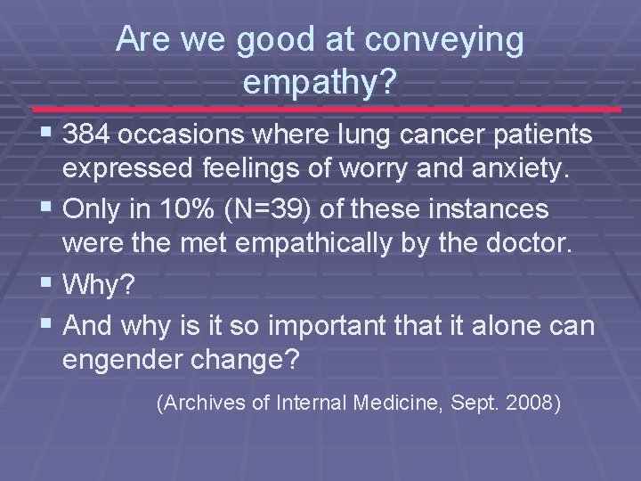 Are we good at conveying empathy? § 384 occasions where lung cancer patients expressed