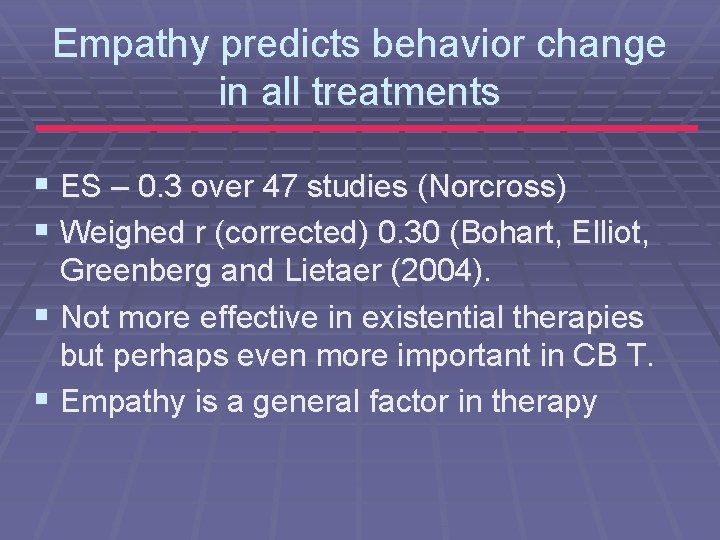 Empathy predicts behavior change in all treatments § ES – 0. 3 over 47