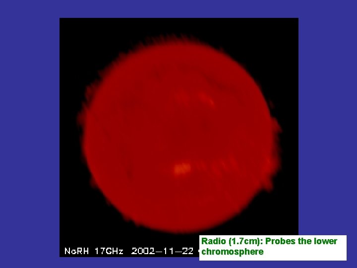 Radio (1. 7 cm): Probes the lower chromosphere 