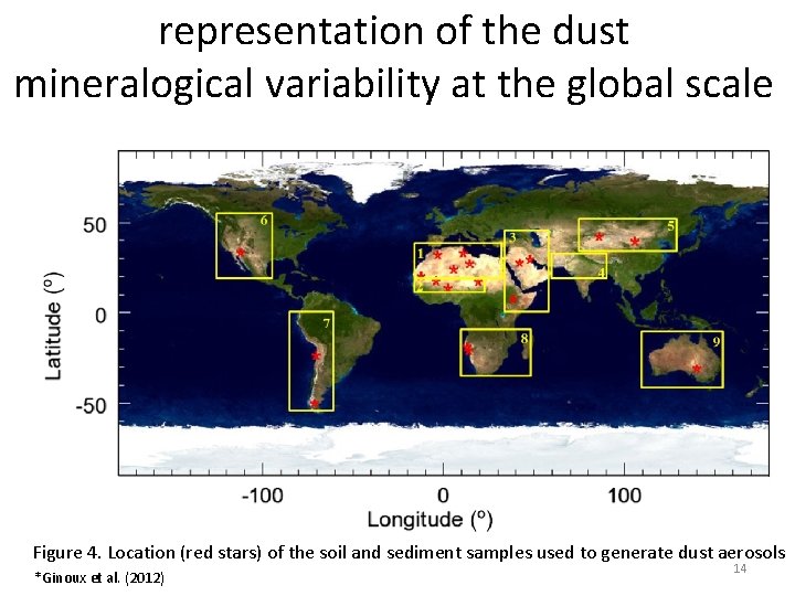 representation of the dust mineralogical variability at the global scale Figure 4. Location (red