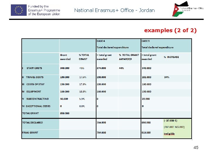 National Erasmus+ Office - Jordan examples (2 of 2) 45 