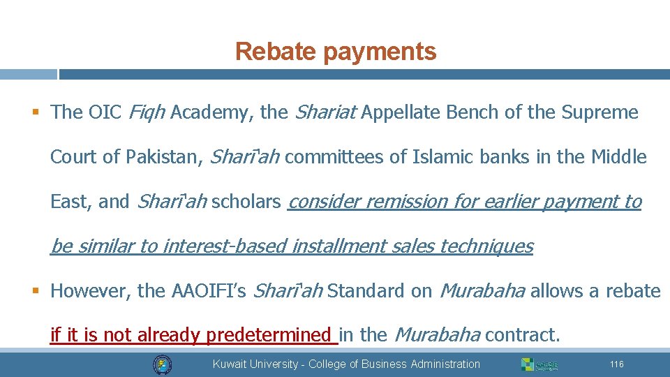 Rebate payments § The OIC Fiqh Academy, the Shariat Appellate Bench of the Supreme