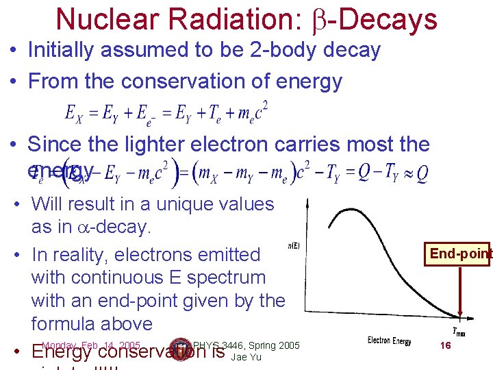 Nuclear Radiation: b-Decays • Initially assumed to be 2 -body decay • From the