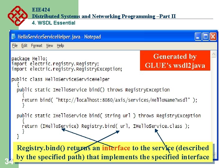 EIE 424 Distributed Systems and Networking Programming –Part II 4. WSDL Essential Generated by EIE 424 Distributed Systems and Networking Programming –Part II 4. WSDL Essential Generated by
