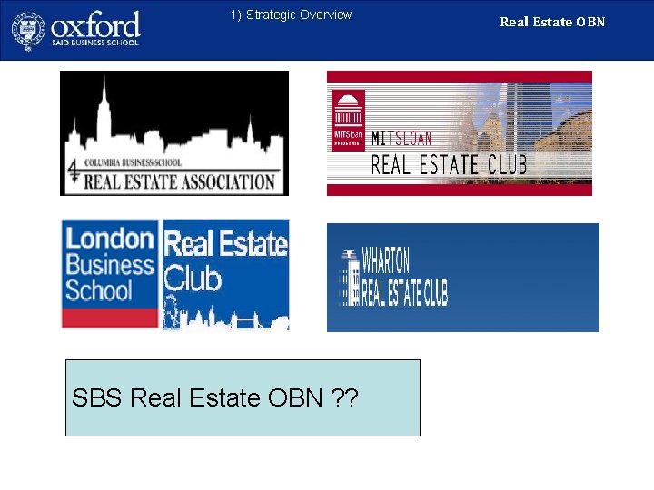 1) Strategic Overview SBS Real Estate OBN ? ? Real Estate OBN 