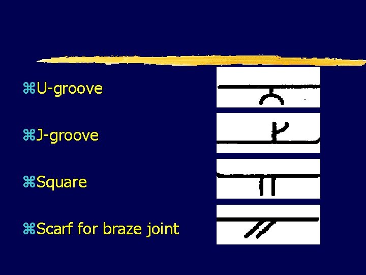 z. U-groove z. J-groove z. Square z. Scarf for braze joint 