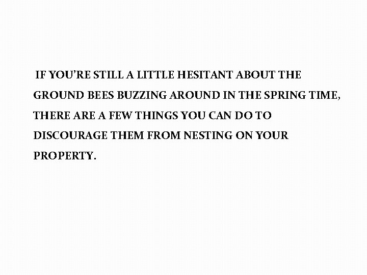  IF YOU’RE STILL A LITTLE HESITANT ABOUT THE GROUND BEES BUZZING AROUND IN