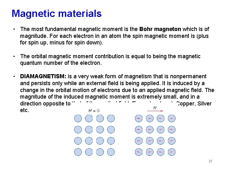 Magnetic materials • The most fundamental magnetic moment is the Bohr magneton which is
