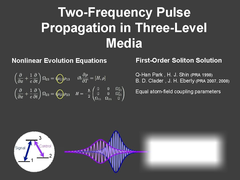 Two-Frequency Pulse Propagation in Three-Level Media Nonlinear Evolution Equations First-Order Soliton Solution Q-Han Park