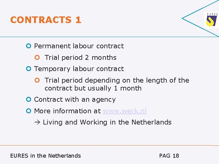 CONTRACTS 1 Permanent labour contract Trial period 2 months Temporary labour contract Trial period