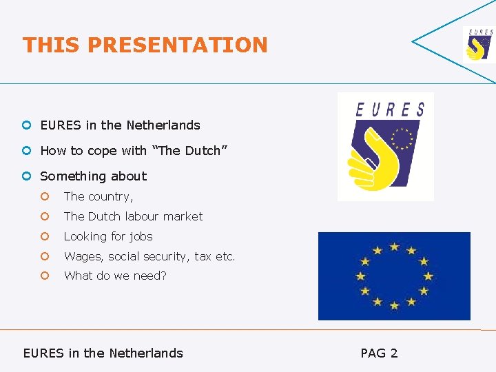 THIS PRESENTATION EURES in the Netherlands How to cope with “The Dutch” Something about