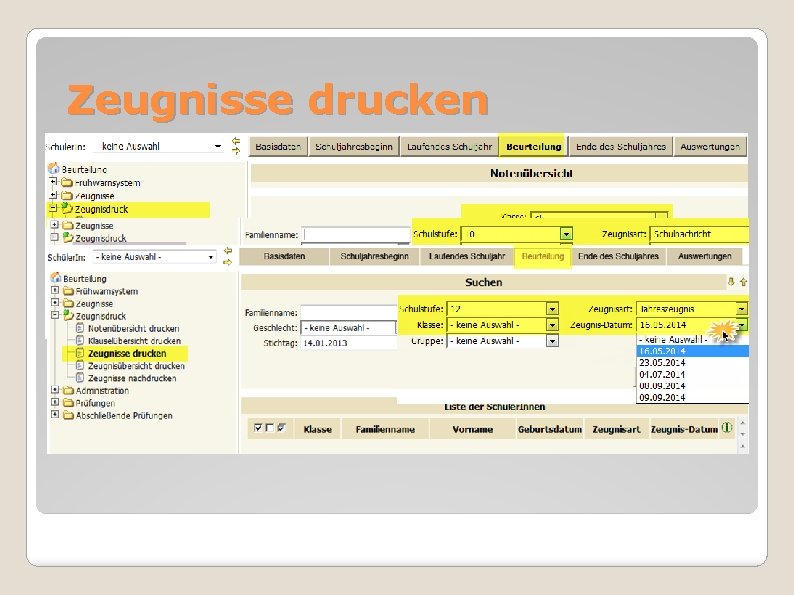 Zeugnisse drucken 