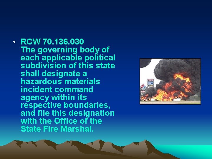  • RCW 70. 136. 030 The governing body of each applicable political subdivision