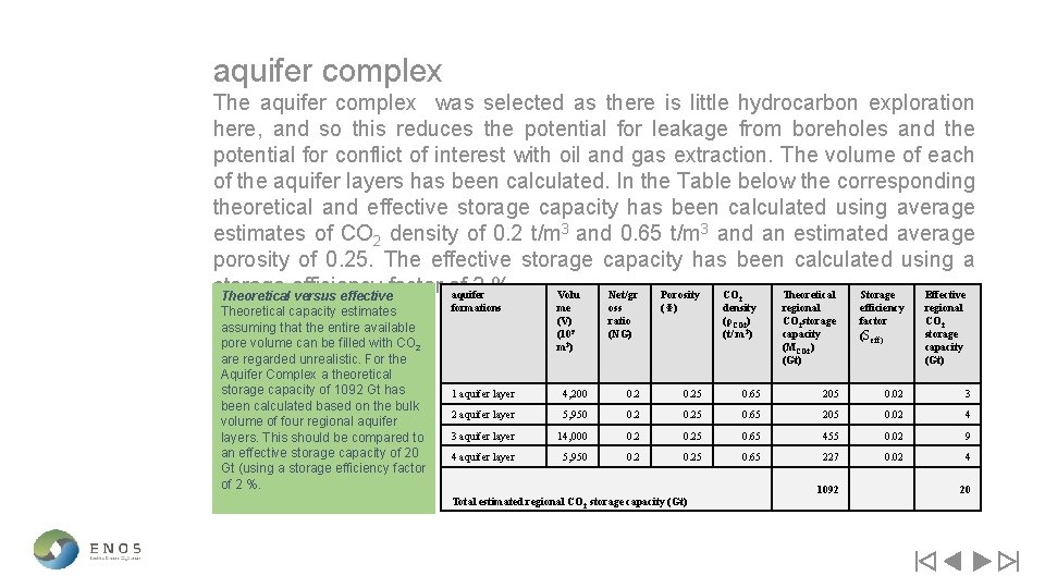 aquifer complex The aquifer complex was selected as there is little hydrocarbon exploration here,