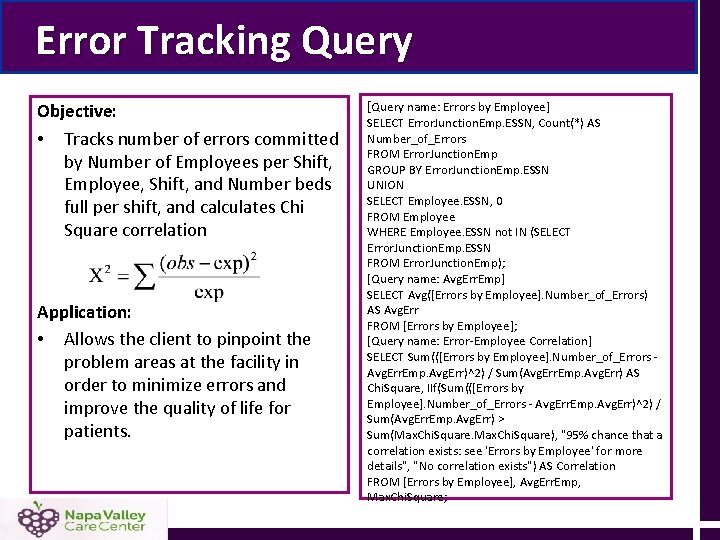 Error Tracking Query Objective: • Tracks number of errors committed by Number of Error Tracking Query Objective: • Tracks number of errors committed by Number of