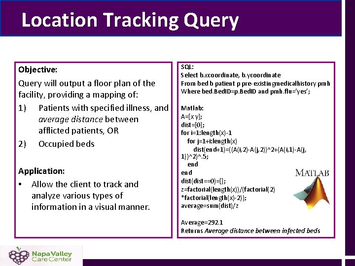 Location Tracking Query Objective: Query will output a floor plan of the facility, providing Location Tracking Query Objective: Query will output a floor plan of the facility, providing