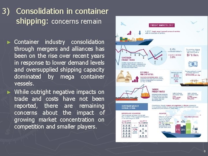 3) Consolidation in container shipping: concerns remain Container industry consolidation through mergers and alliances