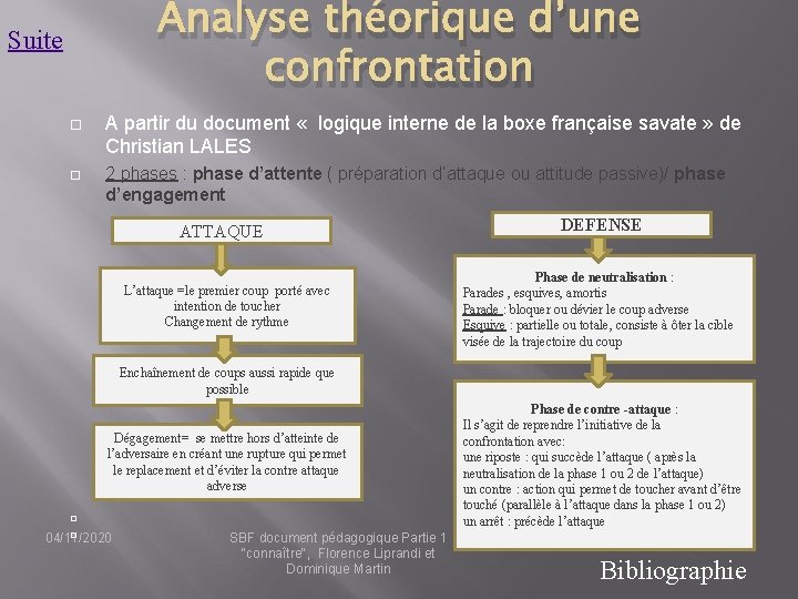 Analyse théorique d’une confrontation Suite A partir du document « logique interne de la