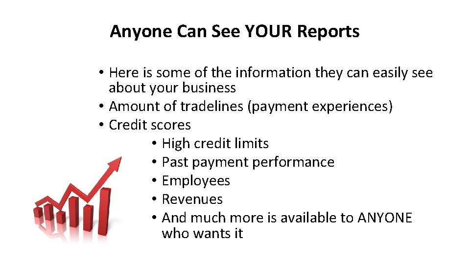 Anyone Can See YOUR Reports • Here is some of the information they can