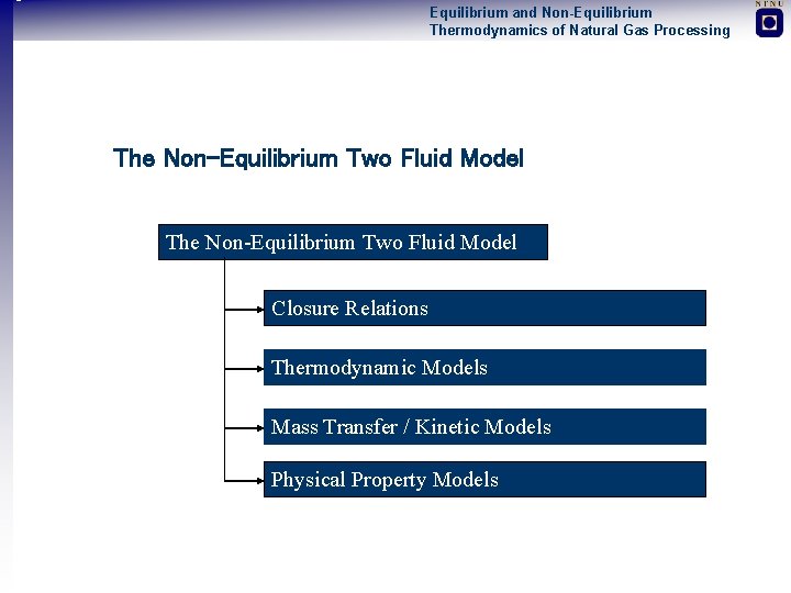 Equilibrium and Non-Equilibrium Thermodynamics of Natural Gas Processing The Non-Equilibrium Two Fluid Model Closure