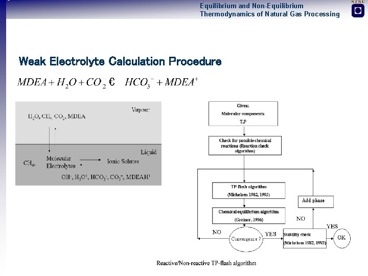 Equilibrium and Non-Equilibrium Thermodynamics of Natural Gas Processing Weak Electrolyte Calculation Procedure 
