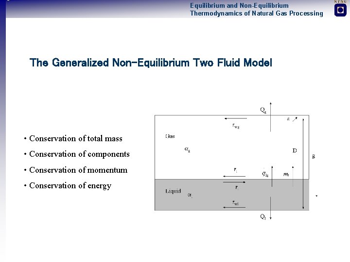 Equilibrium and Non-Equilibrium Thermodynamics of Natural Gas Processing The Generalized Non-Equilibrium Two Fluid Model