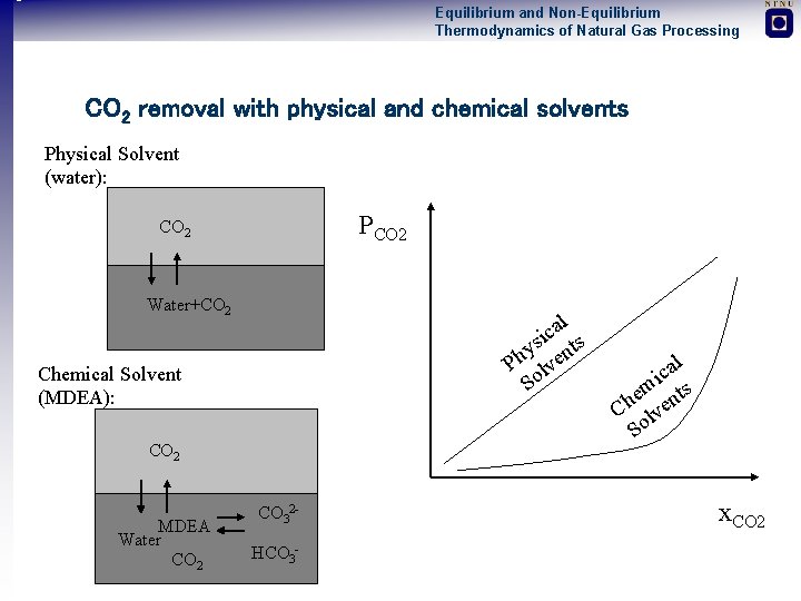 Equilibrium and Non-Equilibrium Thermodynamics of Natural Gas Processing CO 2 removal with physical and