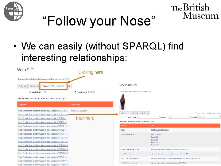 “Follow your Nose” • We can easily (without SPARQL) find interesting relationships: Clicking here